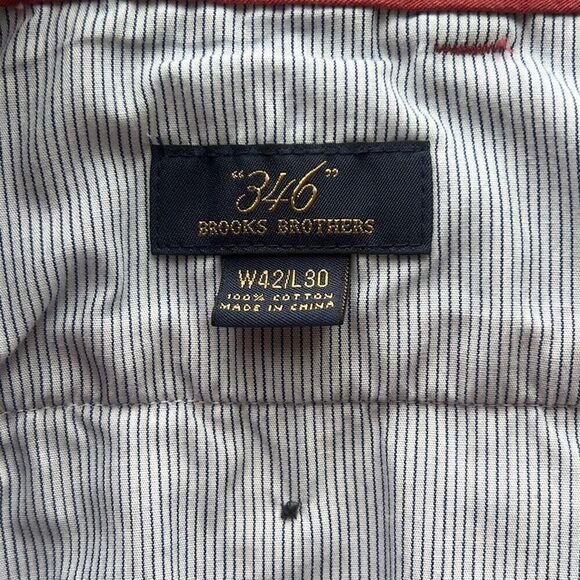 346 Brooks Brothers Men's Red Flat Front Chino Pants Size W42/L30 - Picture 7 of 7